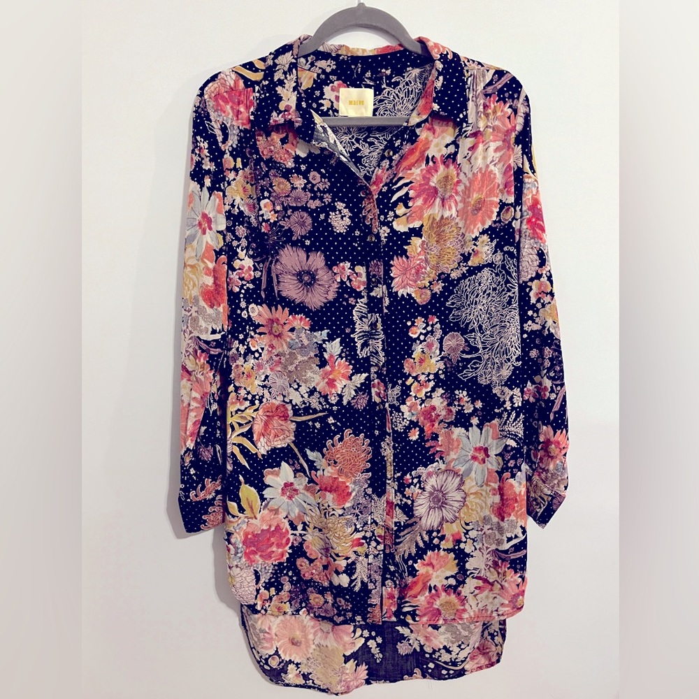 Maeve long flowered blouse